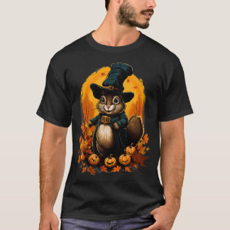 Erntedankfest Eichhörnchen Pilgrill Herbstsaal T-Shirt