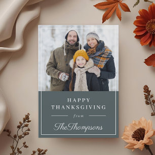 Erntedankfest Familienfoto in Herbstblau Feiertagskarte