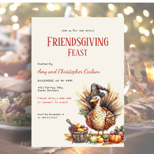 Erntedankfest Friendsgiving Rustikaler Truthahn Einladung