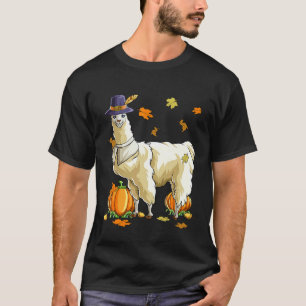 Erntedankfest Halloween Kürbis Lama T-Shirt