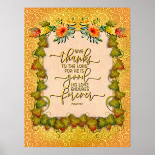 Erntedankfest Herbst Ahornblatt und Sonnenblume Poster