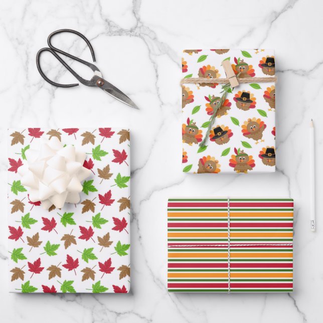 Erntedankfest Herbst Geschenkpapier Set (Vorderseite)