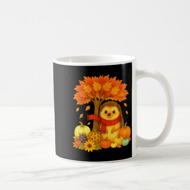 Erntedankfest Herbst Igel Blattfall Baum  Kaffeetasse (Rechts)