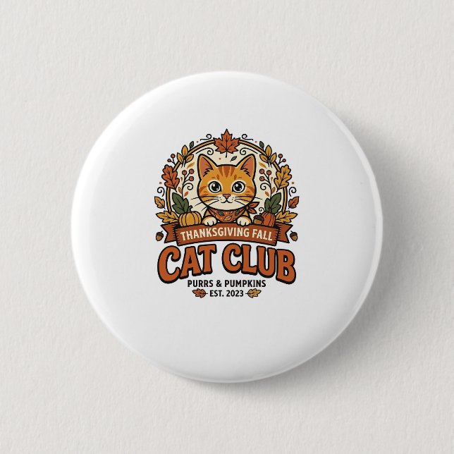 Erntedankfest Herbst Katze Katzenliebhaber Geschen Button (Vorderseite)