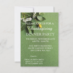 Erntedankfest im Herbst Blätter Dinnerparty Einladung