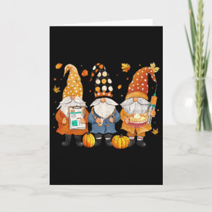 Erntedankfest Krankenschwester Gnome Herbst Scrub Karte