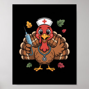 Erntedankfest Krankenschwester Truthahn Rn Intensi Poster