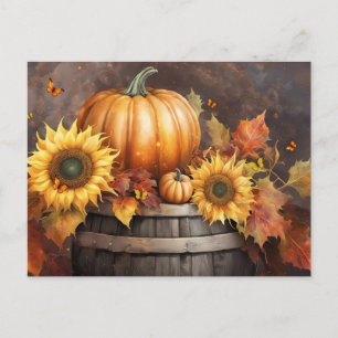 Erntedankfest Kürbis Herbstlaub Urlaub Feiertagspostkarte