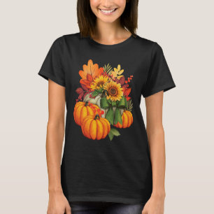Erntedankfest Kürbis Sonnenblume Herbst Ferien T-Shirt