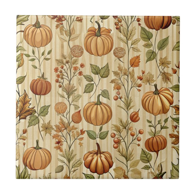Erntedankfest-Kürbisernte-Herbstmuster Fliese (Vorderseite)