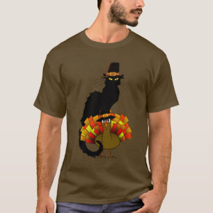 Erntedankfest Le Chat Noir Mit Truthahn Pilger T-S T-Shirt