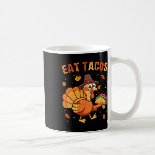 Erntedankfest Lustiger mexikanischer Truthahn isst Kaffeetasse