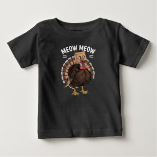 Erntedankfest Lustiger Truthahn Katze Miauen Herbs Baby T-shirt