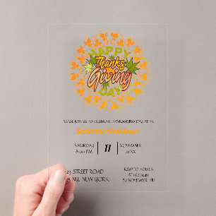 Erntedankfest Orange Bohemian Mandala Herbstlaub Acryleinladungen