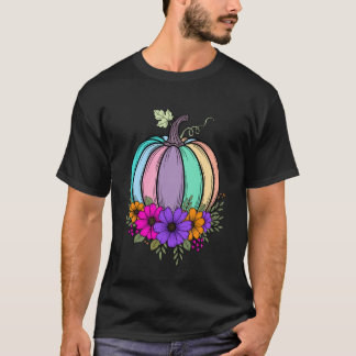 Erntedankfest Pastell-Kürbis-Blumen Herbst-Design T-Shirt