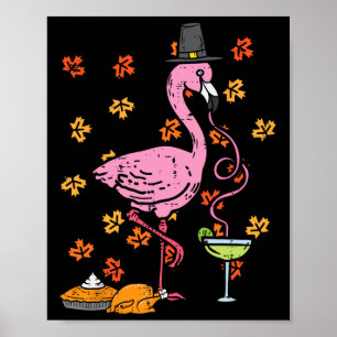 Erntedankfest Pilger Flamingo Herbst Damen Herren Poster