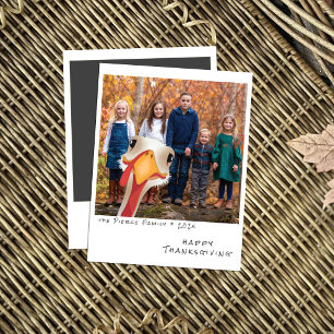 Erntedankfest-Puten-Photobomb-Familienfoto Feiertagskarte