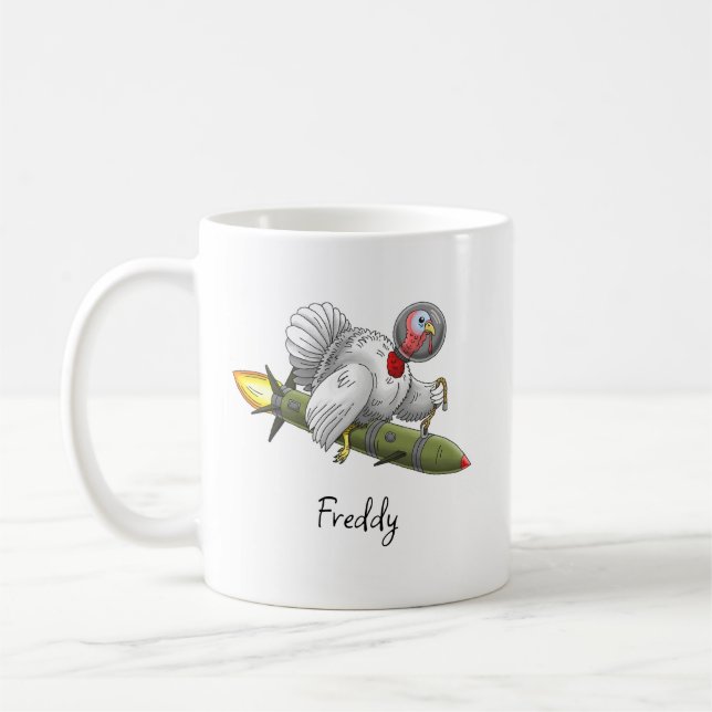 Erntedankfest-Raketen-Feuertruthahn Kaffeetasse (Links)