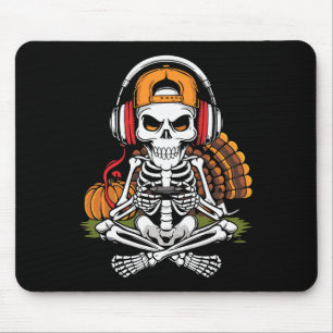 Erntedankfest Skelett Gamer Videospiel Jungen Männ Mousepad