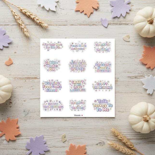 Erntedankfest-Stimmung Pastell-Aufkleber-Packs Aufkleber (Thanksgiving Vibes Pastel Sticker Packs)