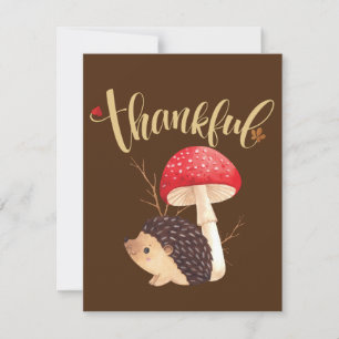 Erntedankfest Süß Kawaii Igel Herbst Dankbar Karte