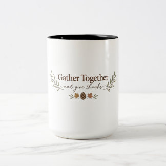 Erntedankfest-Tasse 'Gemeinsam zusammenkommen' Zweifarbige Tasse