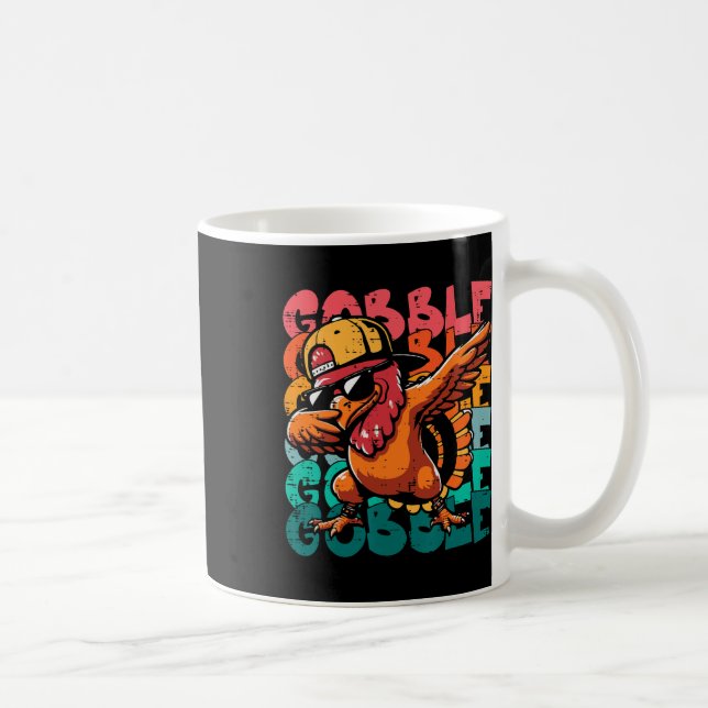 Erntedankfest Truthahn Dab Gobble Lustiger Kleinki Kaffeetasse (Rechts)