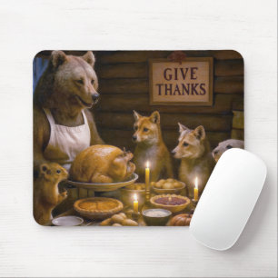 Erntedankfest Truthahn Dinner Mit Wildtieren Mousepad