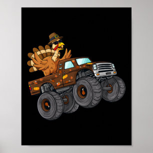 Erntedankfest Truthahn fährt Monstertruck Jungen K Poster