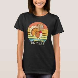 Erntedankfest Truthahn Falsche Katze Retro Frauen T-Shirt