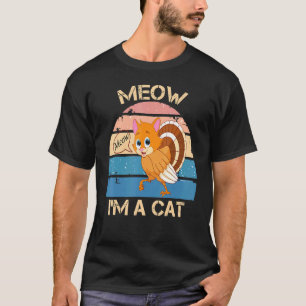 Erntedankfest Truthahn Falsche Katze Retro Frauen  T-Shirt