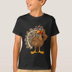 Erntedankfest Truthahn Frauen Mädchen Leoparden Dr T-Shirt