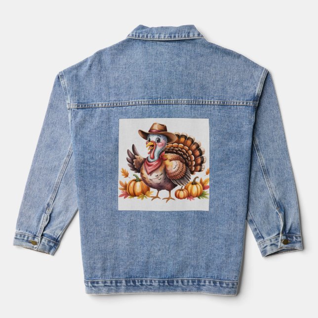 Erntedankfest Truthahn Herbst  Jeansjacke (Rückseite)