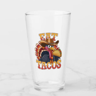 Erntedankfest Truthahn isst Tacos Lustiger Mexika Glas