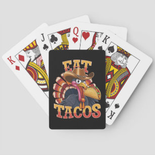 Erntedankfest Truthahn isst Tacos  Lustiger Mexika Spielkarten