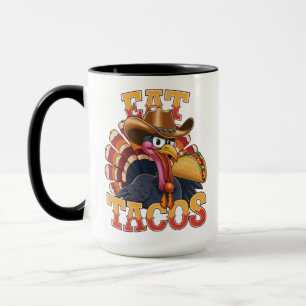 Erntedankfest Truthahn isst Tacos Lustiger Mexika Tasse