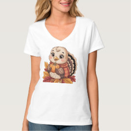 Erntedankfest Truthahn Kürbis Herbstlaub T-Shirt