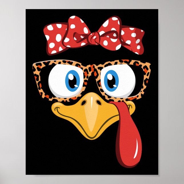 Erntedankfest Truthahn Leopard Gles Geschenke Lady Poster (Vorne)