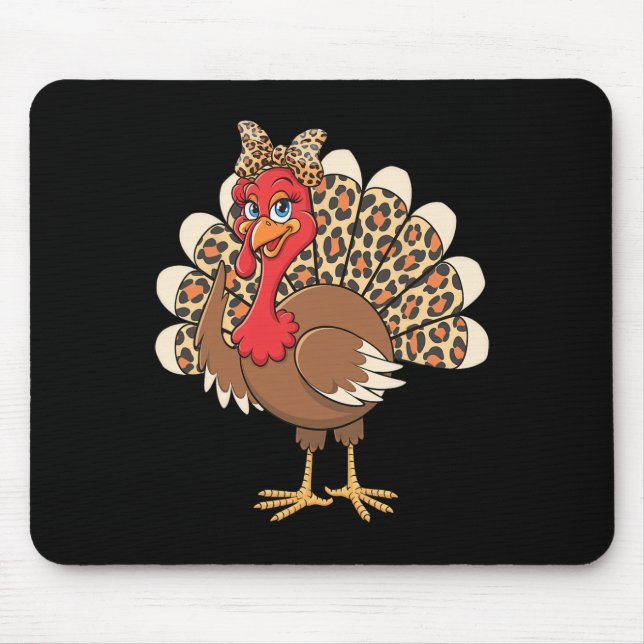 Erntedankfest Truthahn Mädchen Herbst Tier Kunst Mousepad (Vorne)
