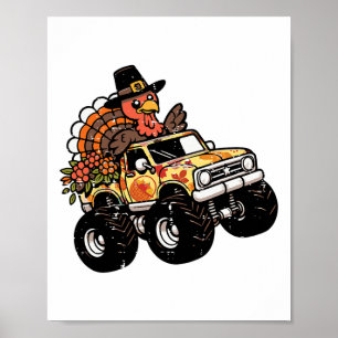 Erntedankfest Truthahn Monstertruck Herbst Kleinki Poster