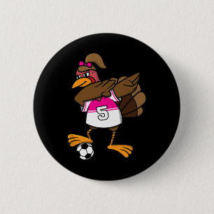 Erntedankfest Truthahn-Shirt für Mädchen Fußball D Button