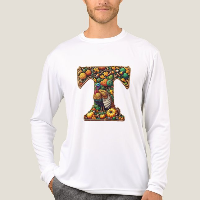 Erntedankfest Truthahn Stil  Tri-Blend Shirt (Vorderseite)