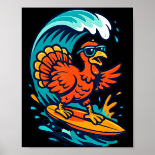 Erntedankfest Truthahn Surfer Surft Poster