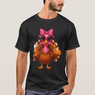 Erntedankfest Truthahn trinkt Kaffee Schleife Tort T-Shirt