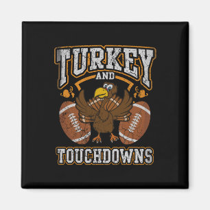 Erntedankfest Truthahn und Touchdowns Football Män Magnet