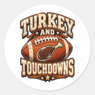 Erntedankfest Truthahn und Touchdowns Football Runder Aufkleber