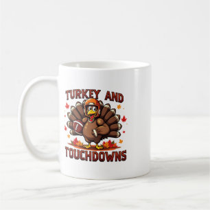 Erntedankfest Truthahn und Touchdowns Football Spi Kaffeetasse