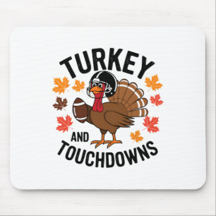 Erntedankfest Truthahn und Touchdowns Football Spi Mousepad