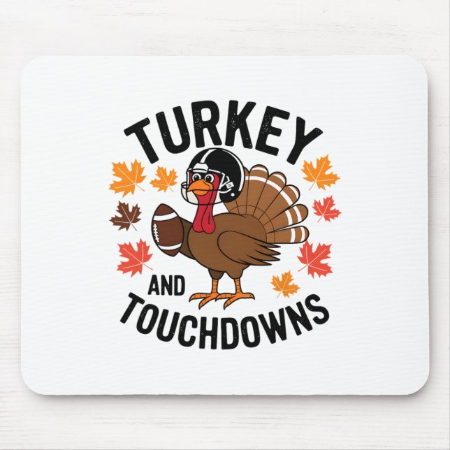 Erntedankfest Truthahn und Touchdowns Football Spi Mousepad (Vorne)