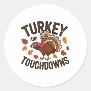 Erntedankfest Truthahn und Touchdowns Footballspie Runder Aufkleber